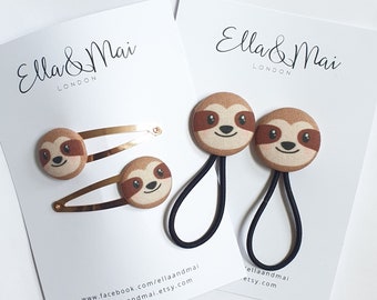 Sloth hair clips, Sloth hair ties, Sloth hair bobbles, christmas gift ,hair accessories, stocking fillers, sloth ponytail holder.