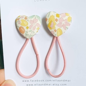 Heart shape hair bobbles, liberty fabrics,stocking fillers, gift for girls, liberty bobbles, ponytail holder,valentines gift, pastel colours