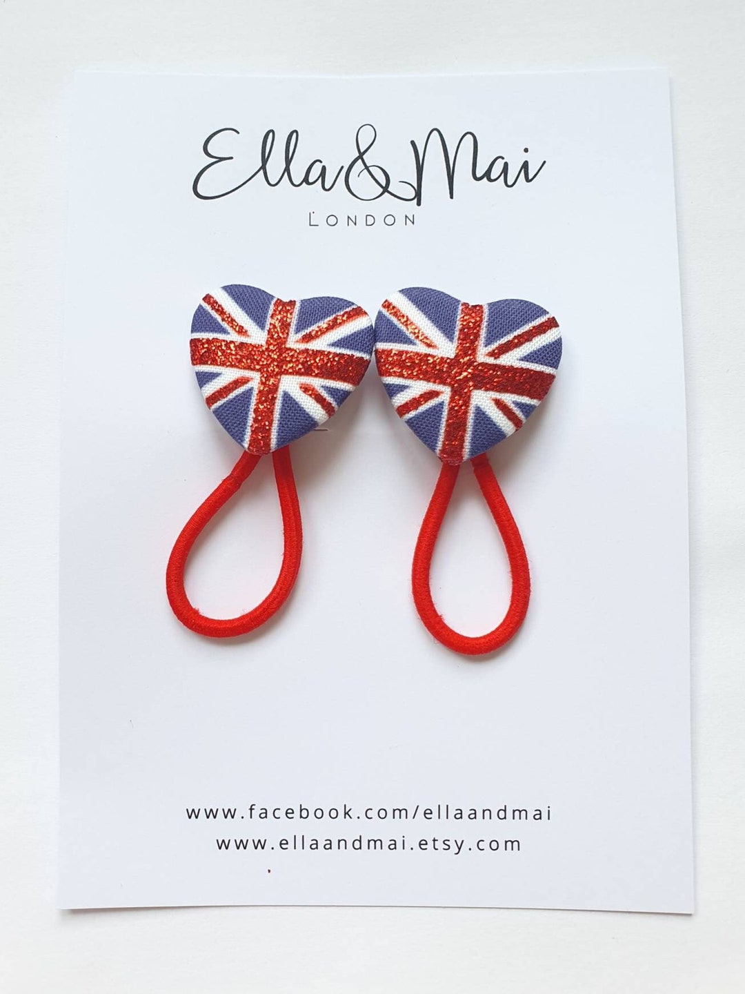 Union Jack Heart Bobble, Hair Ties, Jubilee Hair Accessories. Etsy