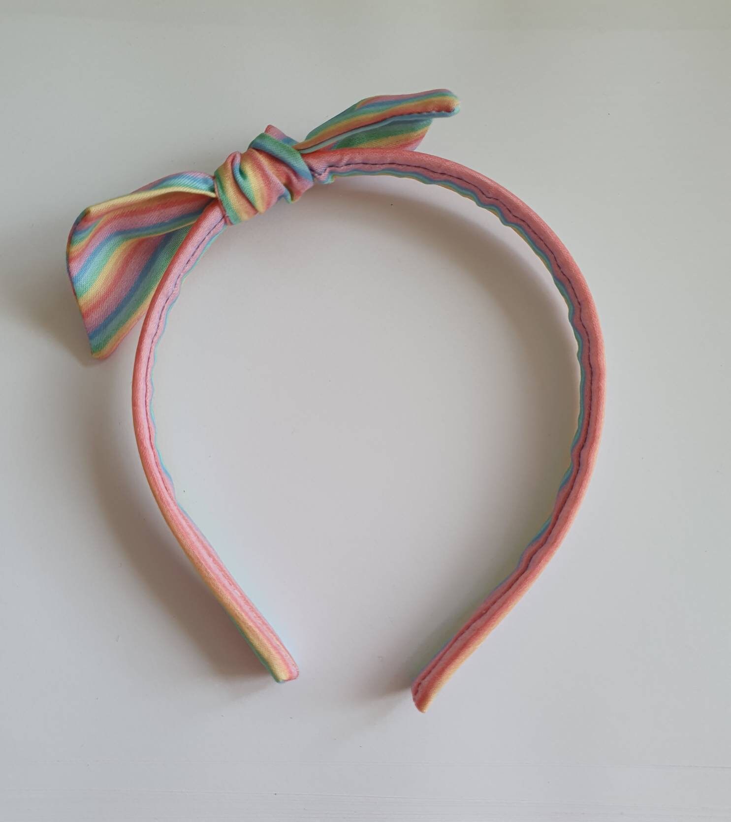 Kids Plush & Striped Headband Set - Pink and Multicolor Amazon.com : FROG SAC Knot Headband for Girls - Rainbow  main image 4
