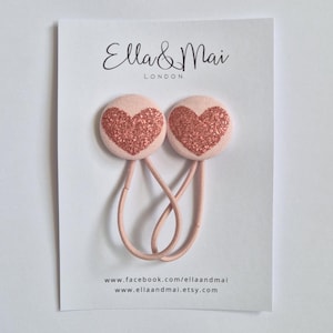 Heart shape hair bobbles, Pink glitter, Christmas stocking fillers, Valentines gift, party bags
