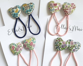 Heart shape hair bobbles,liberty Hair Ties,liberty michelle,stocking fillers, gift for girls,ponytail holder,valentines gift, bobbles