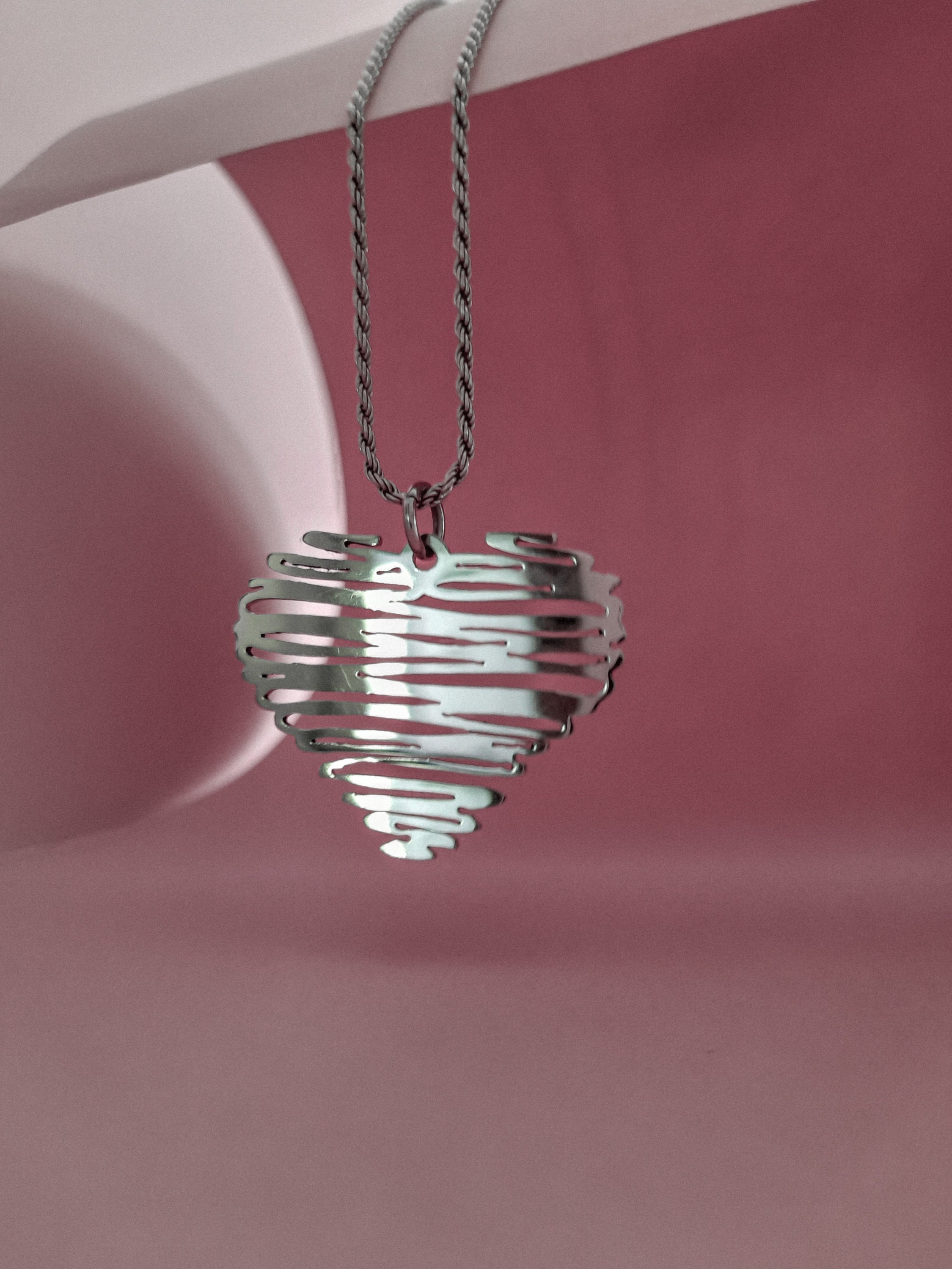 Heart Necklace, Heart Shape Pendant, Tormented Heart Jewelry