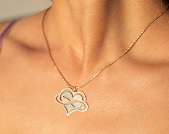 Collar Corazón Infinito, Corazón e Infinito, Colgante de acero inoxidable, Joyería con forma de corazón, Amor, Corazón, Infinito, Símbolo de poliamor