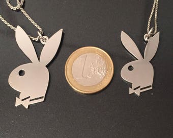 Playboy Necklace, Bunny Jewelry, SILVER COLOR Stainlesssteel Playboy Necklace, Bunny Jewelry, SILVER COLOR Stainlesssteel
