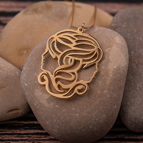 Twins zodiac jewellery, Gold-filled pendant with chain,Gemini horoscope jewelry, Twins pendant, Feminist Female necklace,Two woman, Lesbian