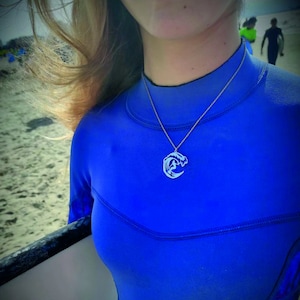Surf jewelry, Surfing girl necklace, Surfer necklace, Surf a wave , Gift for surfers, Ocean Necklace, surfboard necklace, Wave pendant