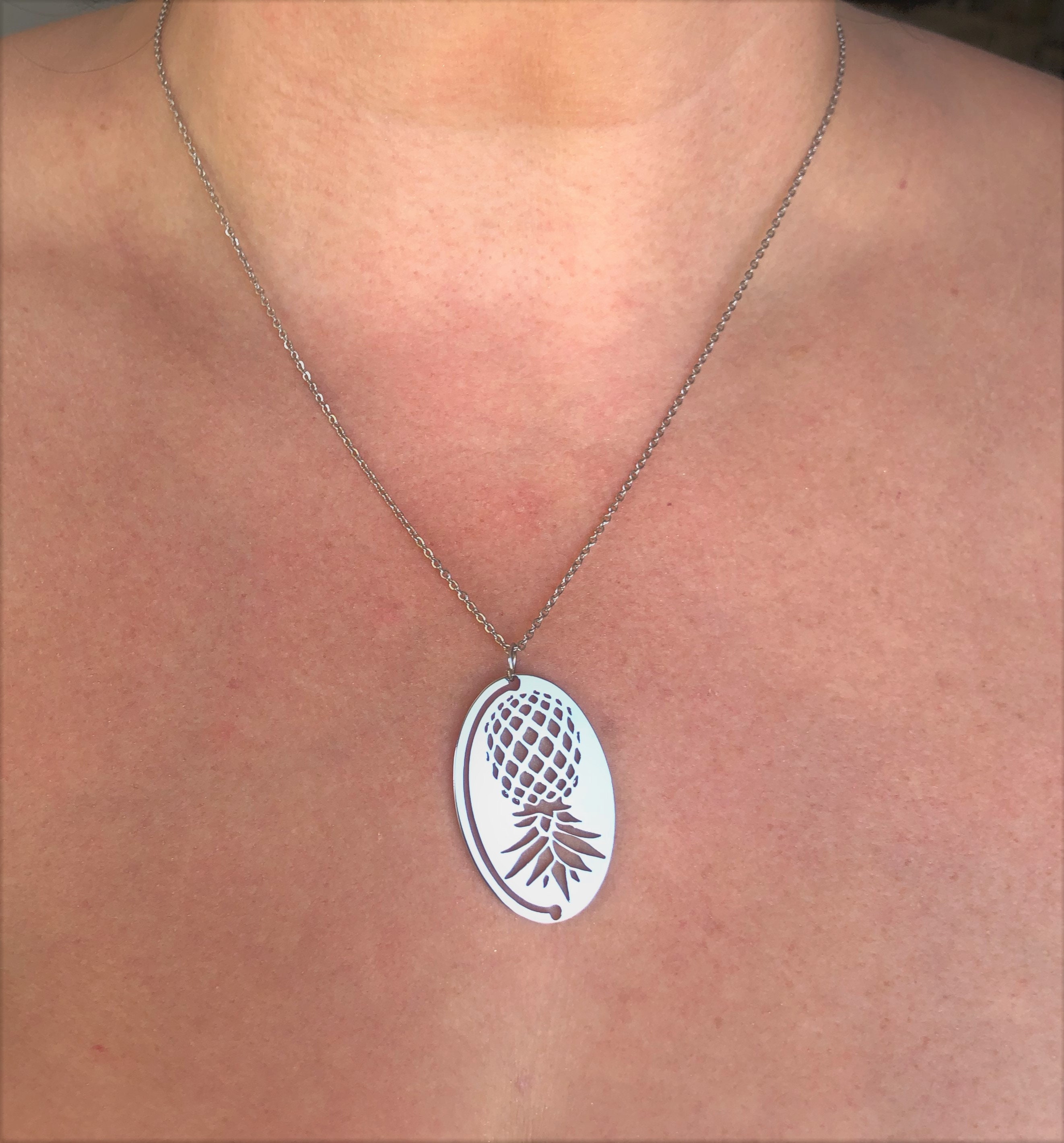 Buy Pretty Inappropriate Upside Down Pineapple Necklace, Accessories, Upside  Down Pineapple Jewelry, Silver Necklace, Stainless Steel Chain, Queen,  Love, Relationship, Upsidedown, Valentines Christmas, Zinc, No Gemstone at