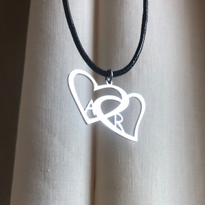 Named heart, Gift for her, Loved couple, Personalized necklace, Two hearts, Double name necklace, Design your Necklace,Necklace for Couple
