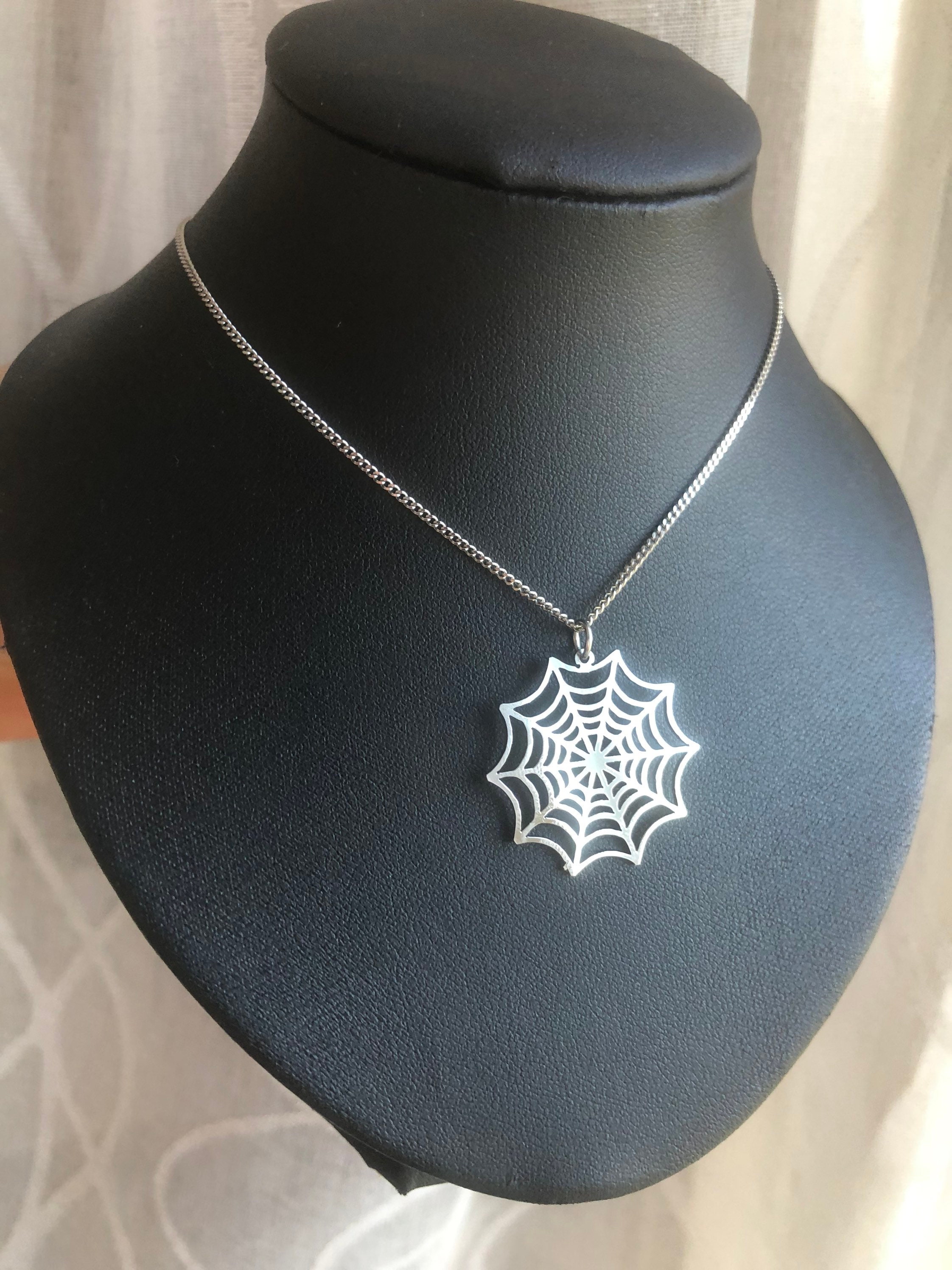 Spider Web Necklace, Cobweb Necklace, Gift for Her