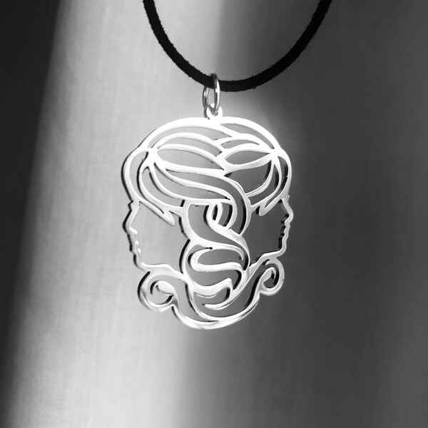 SALE! Gemini & Twins zodiac jewellery, Gemini horoscope jewelry,Quality surgical SS pendant,Twins Necklace Pendant, Feminist Female pendant