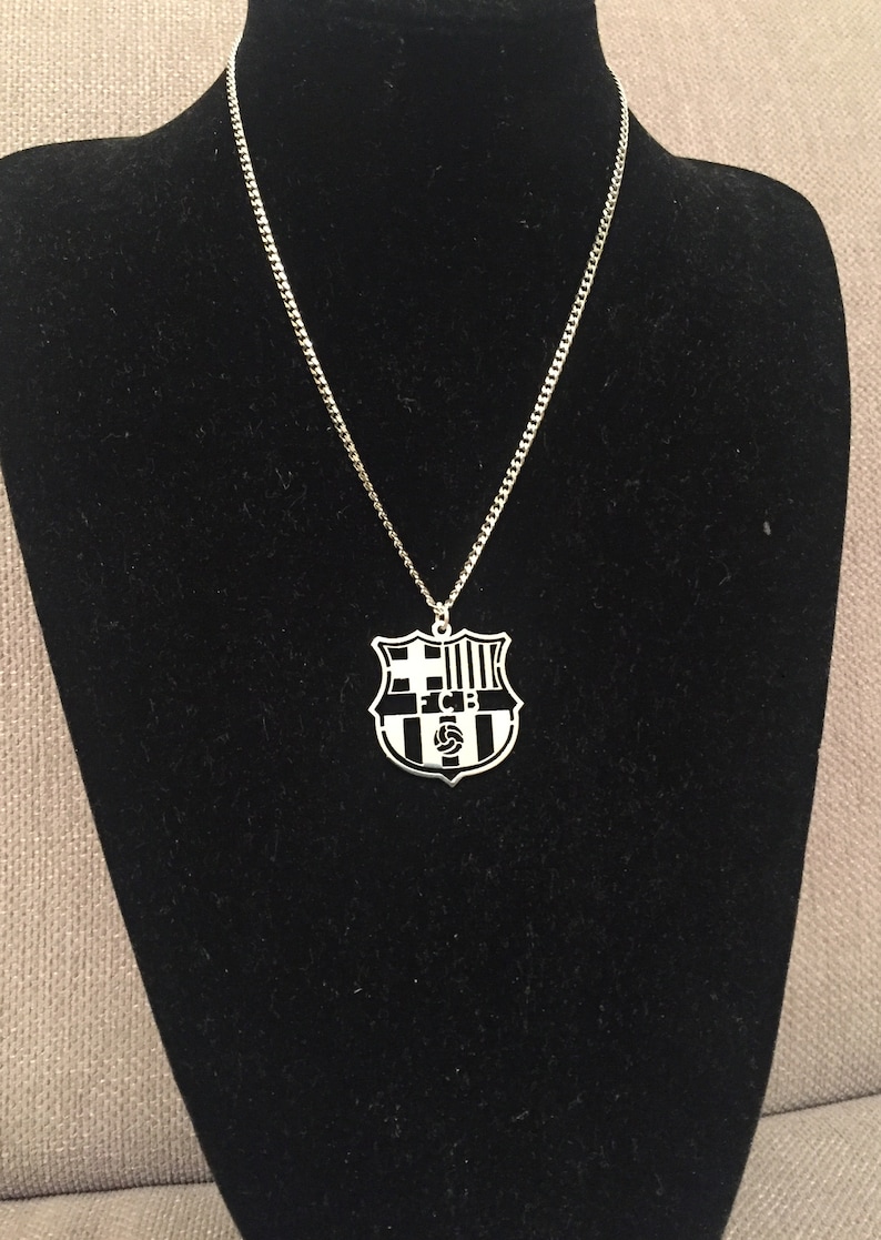 Barcelona F.C. necklace chain, Barcelona gift Mens Jewelery Stainless Steel pendant, Barcelona Jewelry,Football Barca jewelry image 1