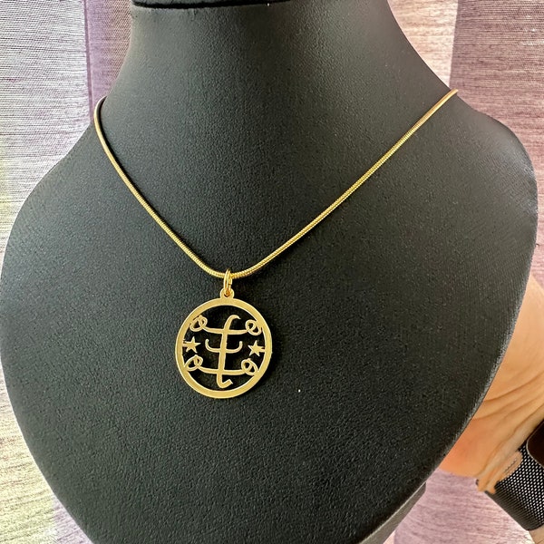 Collier symbole Bahai, symbole Ringstone, Abdu'l-Bahá, bijoux Baha'i, collier rempli d'or avec chaîne remplie d'or, produit à Haïfa