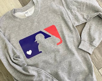 mlb logo with heart sweatshirt
