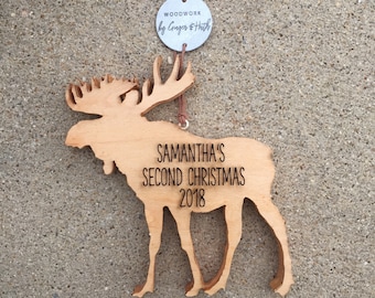 moose moose ornament personalized ornament moose decor first christmas first ornament woodland ornament babys first christmas - Christmas Moose Decorations moose moose ornament personalized ornament moose decor first christmas first ornament woodland ornament babys first christmas - Christmas Moose Decorations