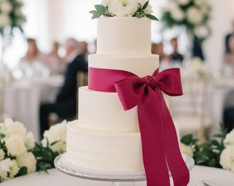 Hand Dyed Berry Red Silk Ribbon: Bridal Bouquet Ribbon. For cakes, stationery, venue decoration.