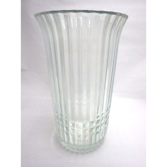 Vintage Clear Cut Glass Vase 1986 FTD Art Deco Style Large Etsy