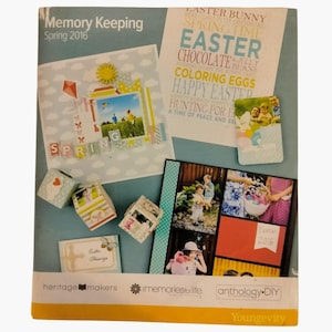 May include: A scrapbook layout with the text "Memory Keeping Spring 2016" and "Easter". The layout includes photos, decorative elements, and the words "Spring", "Easter", "Chocolate", and "Happy Easter". The layout is from the brand "heritage makers".