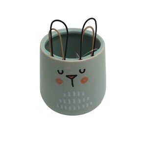 Bunny Rabbit Planter Flower Pot Ceramic Green Easter Spring Succulent