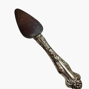 Vintage Cake Server Floral Stainless Steel Ornate Silver Handle