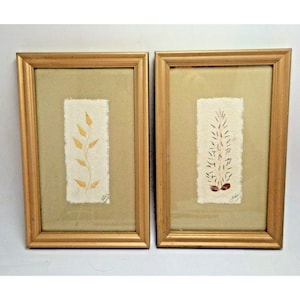 Natural Leaf on Handcrafted Paper Framed Fall home décor collage