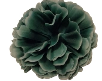Teal Flower Pin Fabric Brooch Hair Clip Lapel Accent Carnation 3 inch