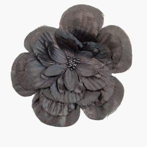 Black flower Hair Clip Crepe Fabric Vintage Retro Statement 5 inch