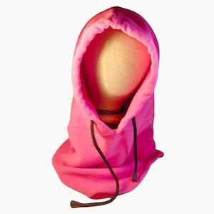 Pink Fleece Hooded Balaclava Hoodie Hat Winter Sports