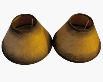 Par de mini pantallas de lámpara rústicas color beige y marrón, 7 x 5 pulgadas.