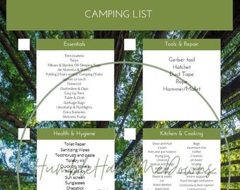 EDITABLE Camping Packing List Template