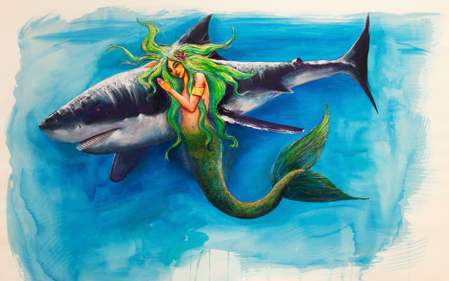 Mermaid and Shark - Etsy