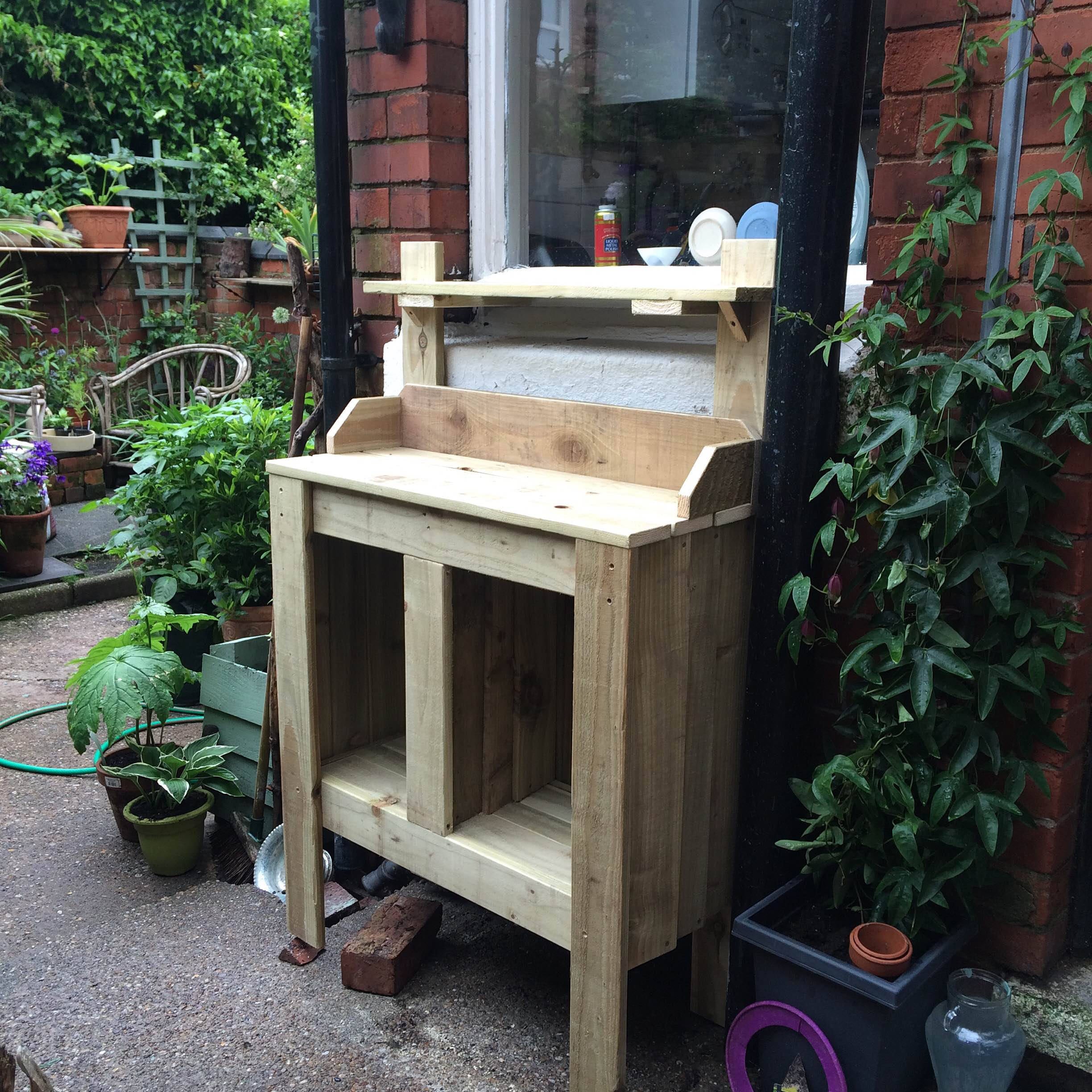 Wooden Potting Bench for City Gardens Etsy UK