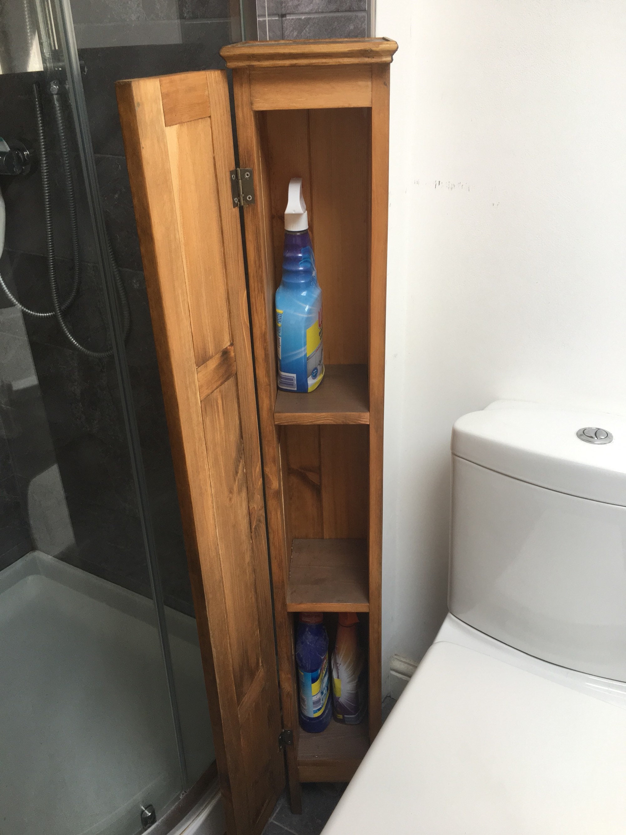 Tall Slim Wooden Bathroom Cabinet Etsy UK