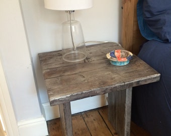 bedside occasional table  reclaimed scaffolding boards distressed and wax