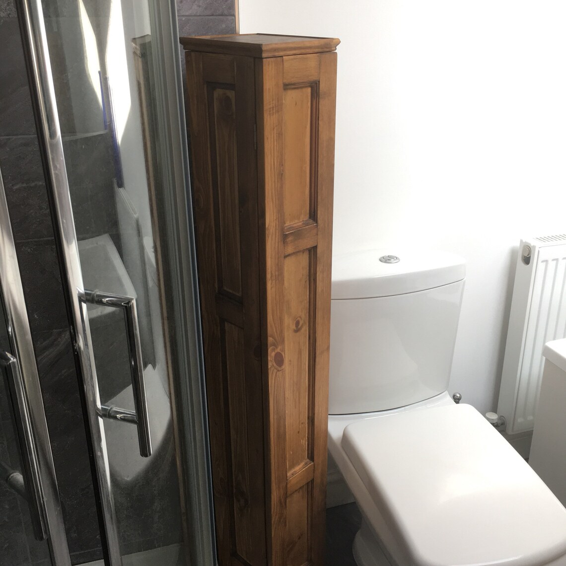 Tall slim wooden bathroom cabinet | Etsy