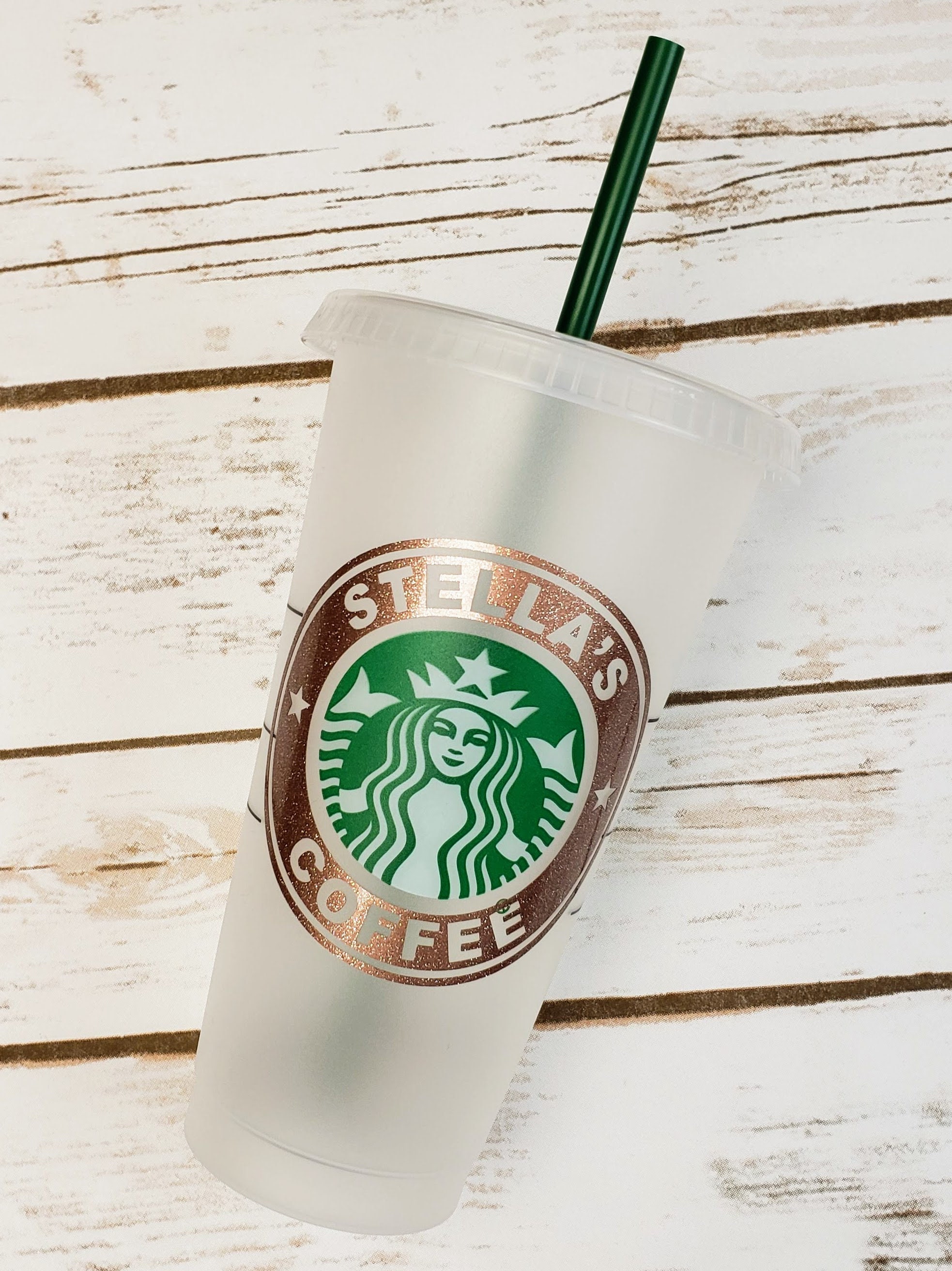DECAL ONLY Personalized reusable Starbucks Cup with straw Kitchen
