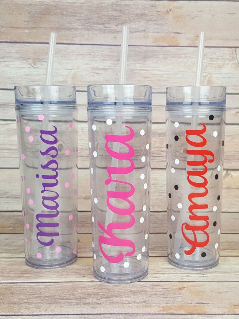 Personalized Polka Dot Name Cute Acrylic Clear Tumbler with Etsy