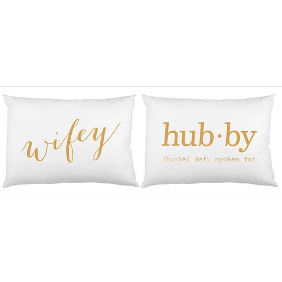Script Wifey And Definition Hubby Queen Size Pillow Case Set Etsy