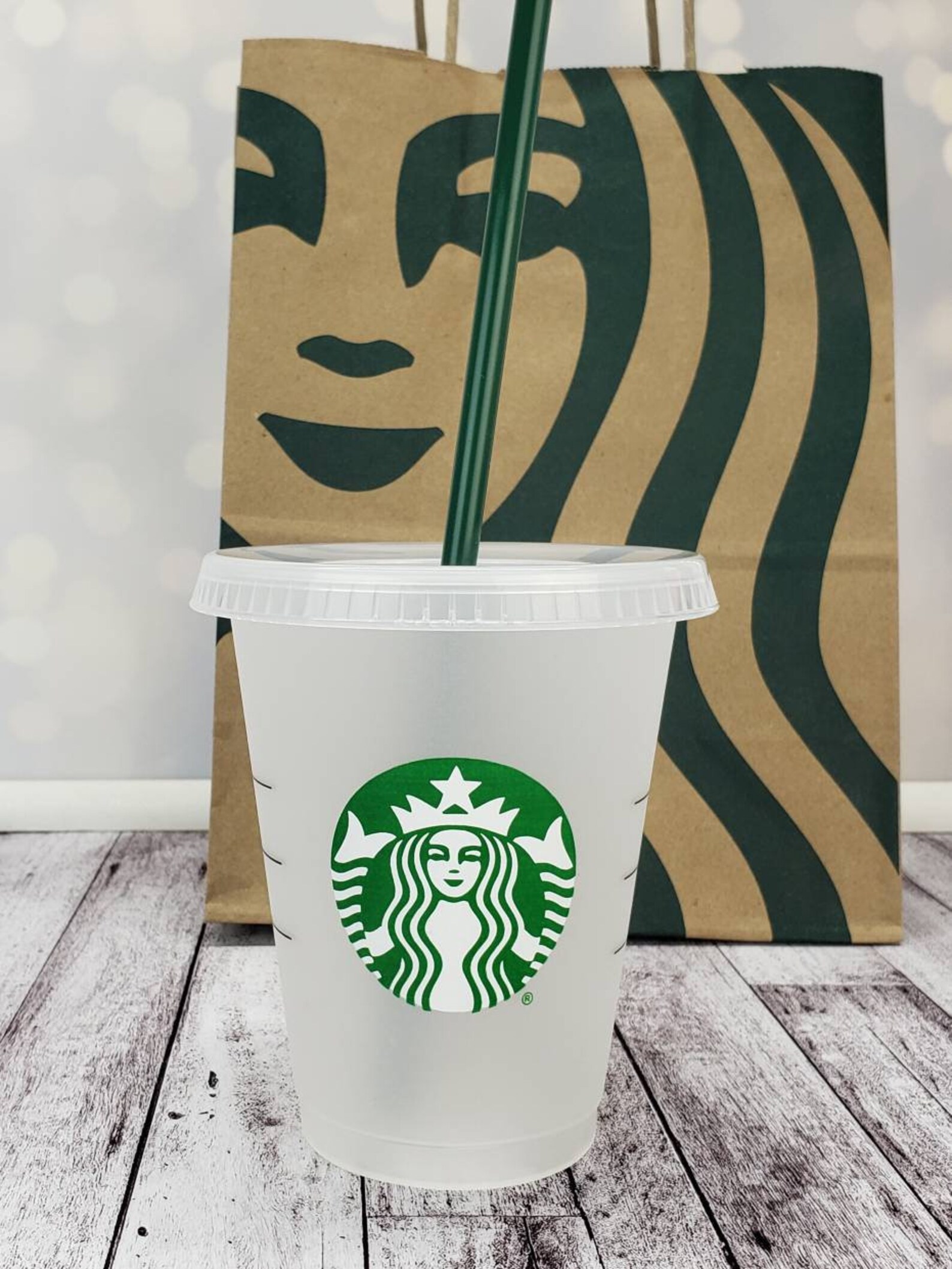 Set of 5 Mini Starbucks Kids Cups with Green Straws 16oz Etsy