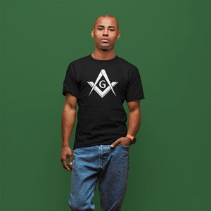 Camiseta maçônica com bússola quadrada e letra G, camiseta maçônica da Casa Azul, Salmos 133:1, Amós 7, Eclesiastes 12, calibre 24 polegadas, martelo comum