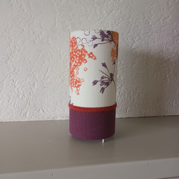 Lampe tube fleurs violet et orange