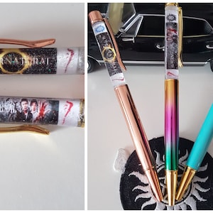 Supernatural pen With glitter, SPN, Sam and Dean. Ball pens with Supernatural image, customisable
