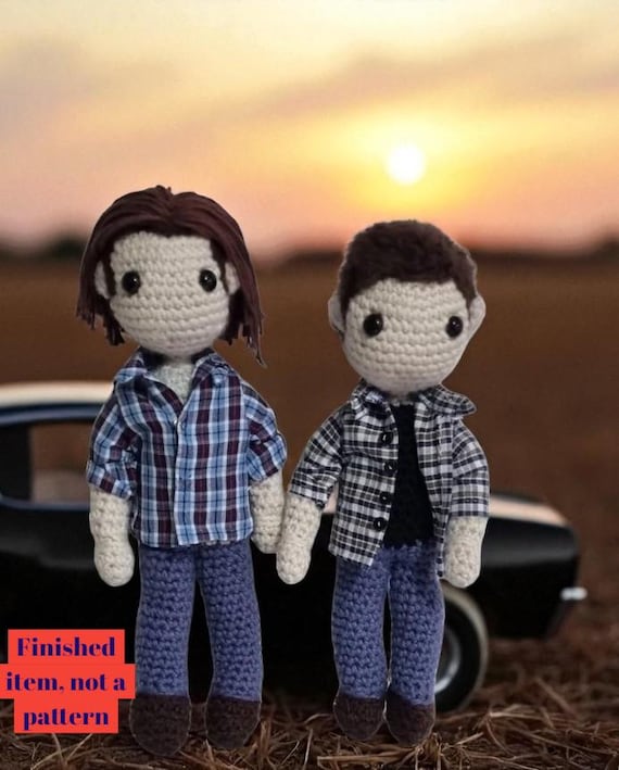 Supernatural Sam and Dean Winchester Crochet Figures, Amigurumi