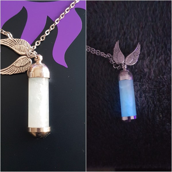Supernatural angel grace necklace, pendant or keyring. Glow in the dark. Castiel grace