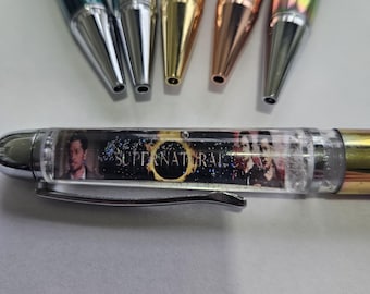 Supernatural picture chunky ball pen with glitter.