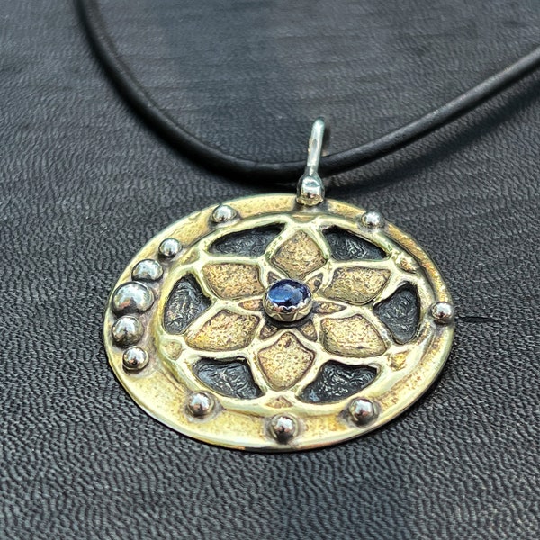 Tanzanite Seed of Life Pendant ~ Sterling and Brass Pendant