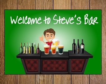 Bar sign, Indoor sign, Metal wall sign, Aluminium plate, Hanging plate, Adhesive sign