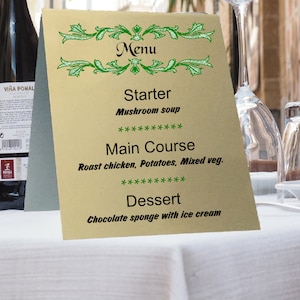 Wedding menu, Table tent menu, Aluminium menu, Wedding table,  Table accessory, Table menu, Wedding, Table menu, Wedding tent menu