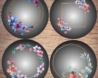 Ceramic coasters, Set of 4, Floral pattern, Ceramic gift, Wedding gift, Birthday gift