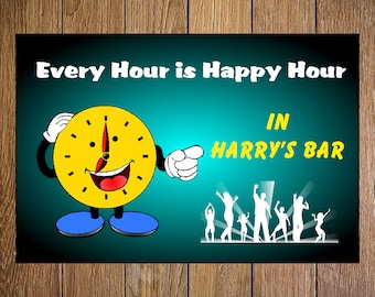 Bar sign, Indoor sign, Metal wall sign, Aluminium plate, Hanging plate, Adhesive sign